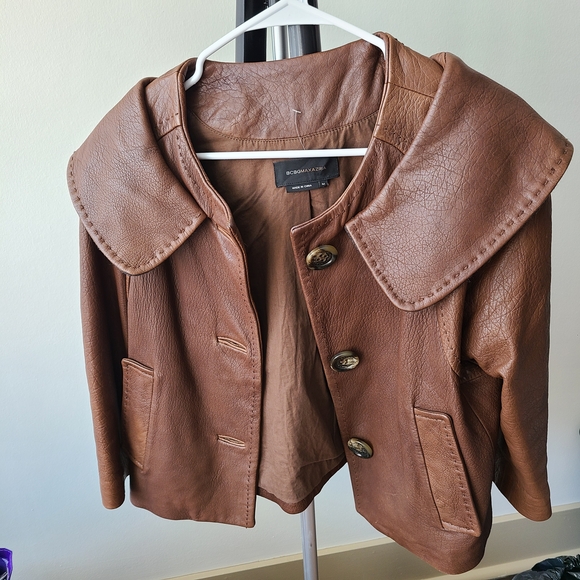 BCBGMaxAzria Jackets & Blazers - BCBGMaxAzria Brown Leather Jacket